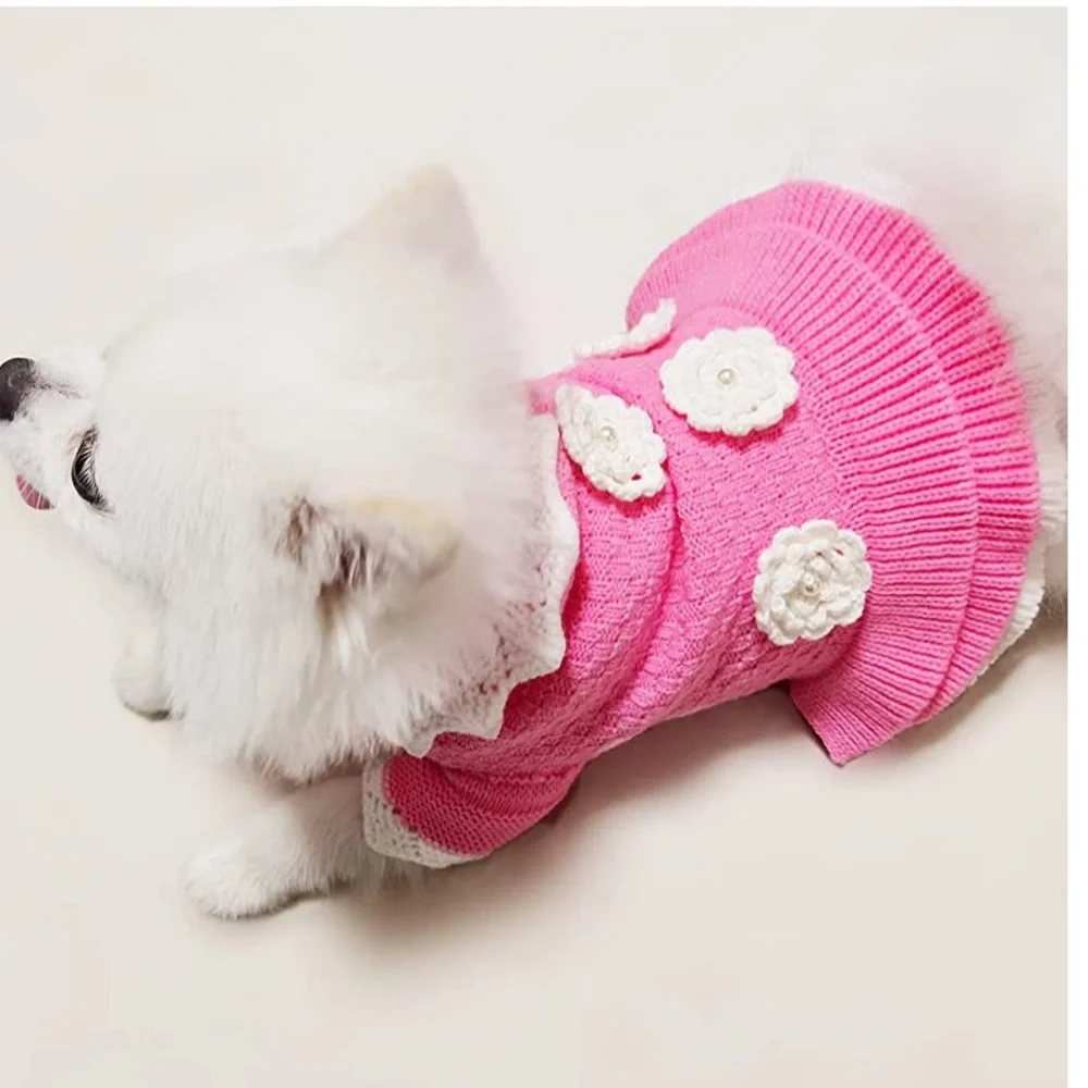NWT Dog Cat pet outfit Sweater Dress Cable Knitwear Size 2 - Picture 2 of 8